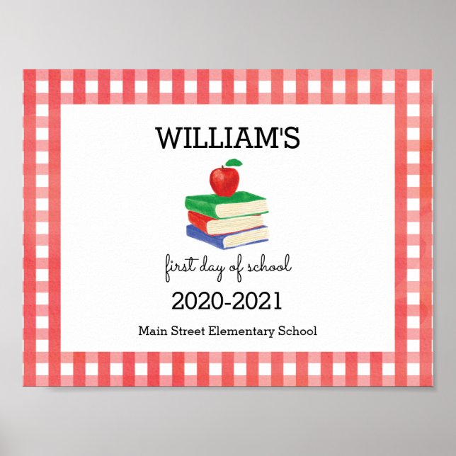 Poster SYMBOLE DU PREMIER JOUR DE L'ÉCOLE En vichy Apple (Devant)