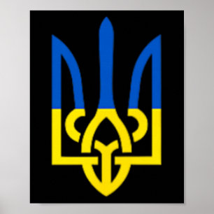 Poster Symbole du trident ukrainien - Drapeau ukrainien d