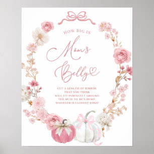 Poster Symbole du ventre de maman blanc et rose