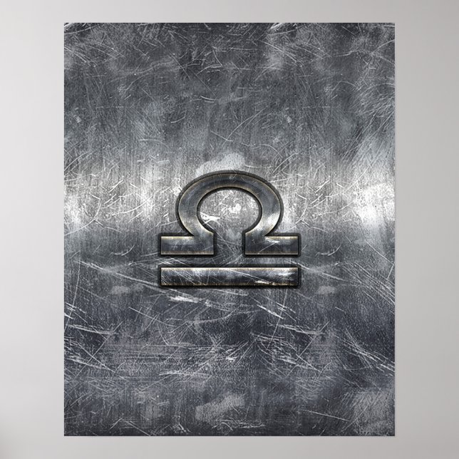 Poster Symbole du Zodiaque de Libra dans le style argenté (Devant)