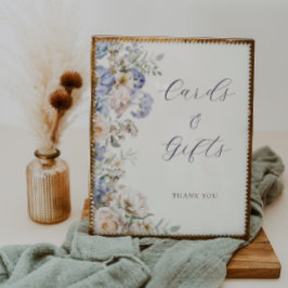 Poster Symbole Dusty Blue Cream Floral Cartes et cadeaux