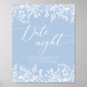 Poster Symbole Dusty Blue Floral Night Ideas