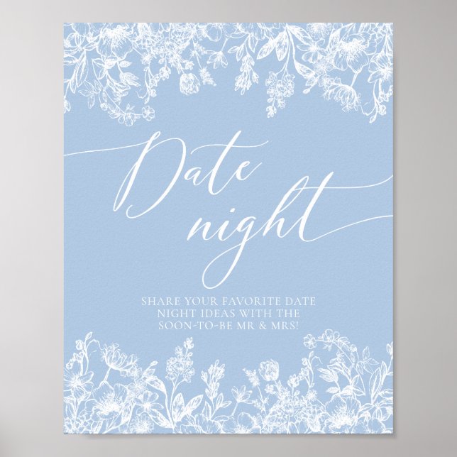 Poster Symbole Dusty Blue Floral Night Ideas (Devant)