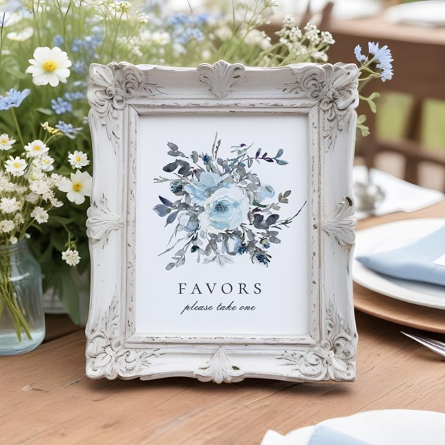 Poster Symbole Dusty Blue Floral Wedding Favors (Créateur téléchargé)