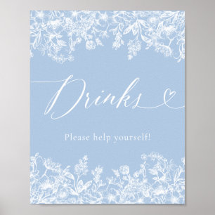 Poster SYMBOLE Élégant Moderne Dusty Blue Floral