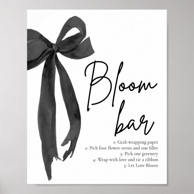Poster Symbole élégant moderne noir Bow Bloom Bar (Devant)