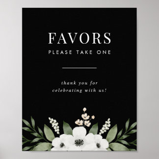 Poster Symbole élégant Noir Floral Botanique Faveurs Mari