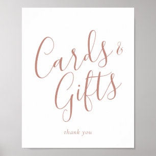 Poster Symbole élégant Rose Gold Calligraphy Cartes et Ca