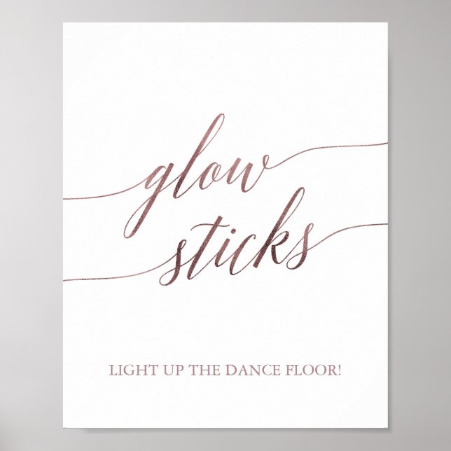 Poster Symbole Élégant Rose Gold Calligraphy Glow Sticks (Devant)