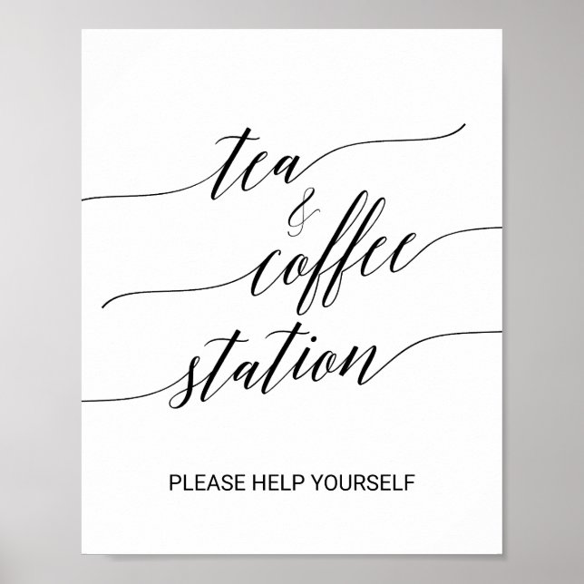 Poster SYMBOLE Élégante Calligraphie Noire Thé et Café (Devant)