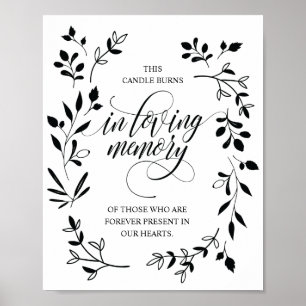 Poster Symbole En Mémoire Amoureuse Bougie Mémorial Brûle