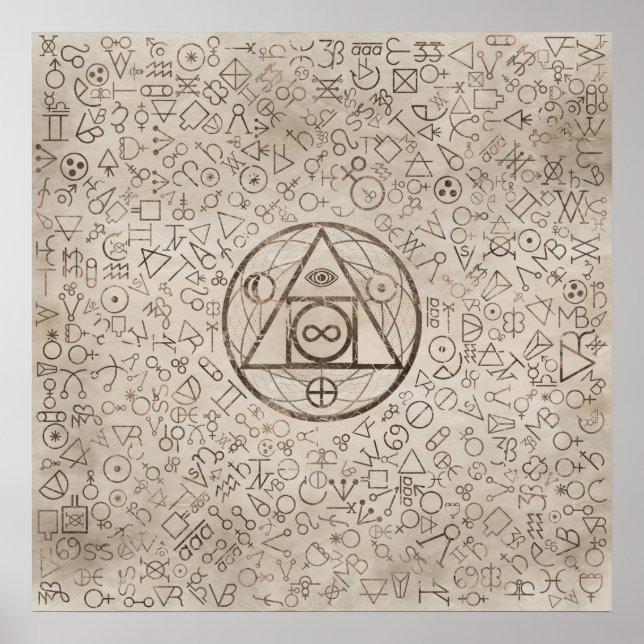 Poster Symbole en pierre du philosophe motif alchimique 3 (Devant)