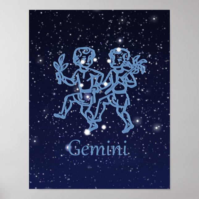 Poster Symbole et constellation Gemini Zodiac (Devant)