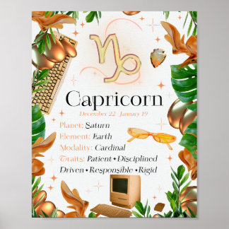 Poster Symbole étoile de Capricorne Zodiac Y2K Blanc 4:5 