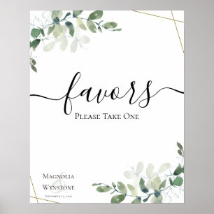 Poster Symbole Eucalyptus Vert Faveurs de mariage