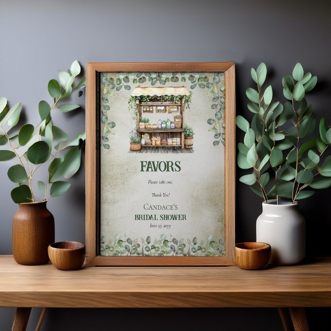Poster Symbole Farmer's Market Farm Favors (Fresh Off the Market Farmstand and Eucalyptus Bridal Shower Favors Sign Poster )