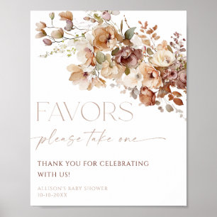 Poster Symbole favori boho automne brun rustique floral