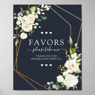 Poster Symbole Favoris Cuivre Géométrique Bleu Blanc Bleu