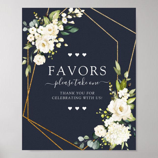 Poster Symbole Favoris Cuivre Géométrique Bleu Blanc Bleu (Devant)