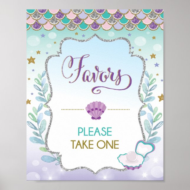 Poster Symbole Favoris de sirène Fête des mariées bébé an (Devant)