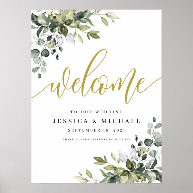Poster SYMBOLE Feuille D'ACCUEIL Eucalyptus Mariage (Devant)