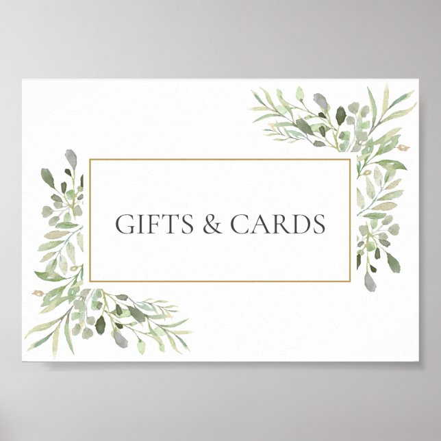 Poster SYMBOLE Feuille D'Aquarelle Mariage verte (Devant)