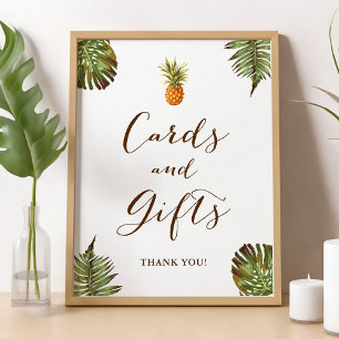 Poster Symbole Feuille des cartes à ananas et des cadeaux