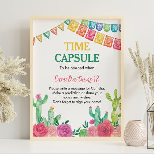 Poster Symbole Fiesta Cactus Girl Birthday Time Capsule