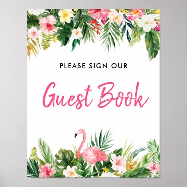 Poster SYMBOLE Flamant rose Tropical Luau Notre SYMBOLE G (Devant)