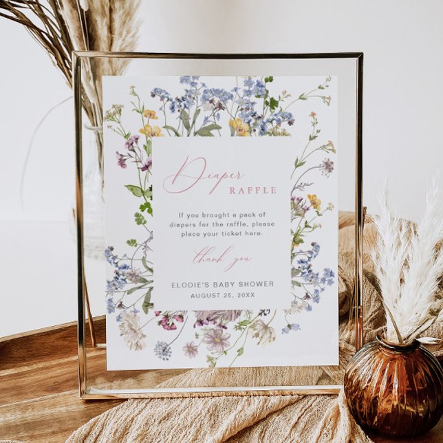 Poster SYMBOLE fleur sauvage Déchets Baby shower floral (Créateur téléchargé)