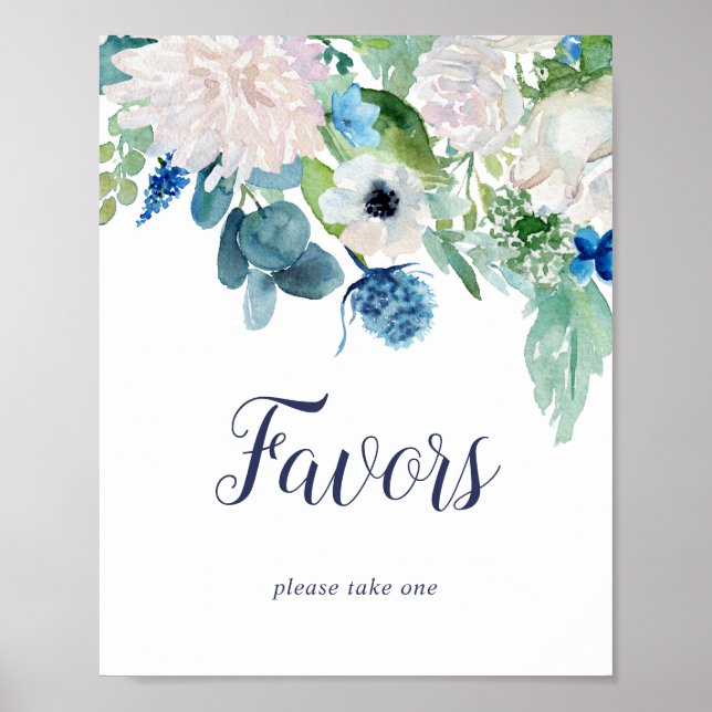 Poster Symbole Fleurs Blanches Classiques Faveurs Mariage (Devant)