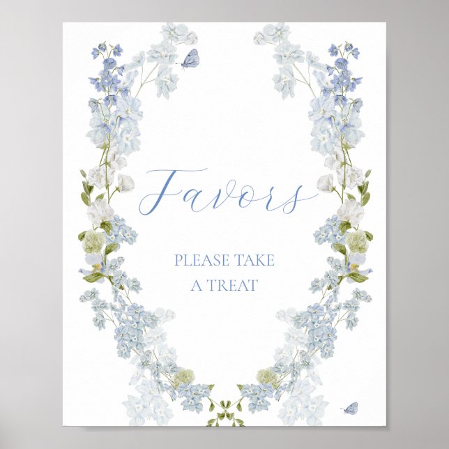 Poster Symbole Fleurs Bleues Faveurs (Devant)
