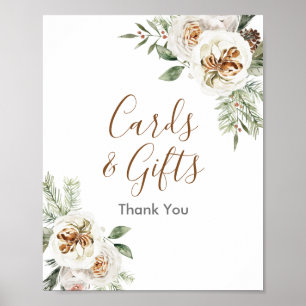 Poster Symbole Floral Blanc hiver Cartes & Cadeaux