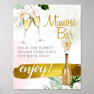 Poster Symbole Floral Greenery Gold Bridal Brunch Mimosa 