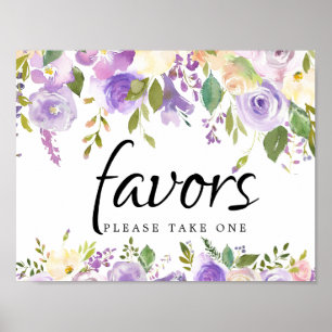 Poster Symbole floral violet et ivoire rustique