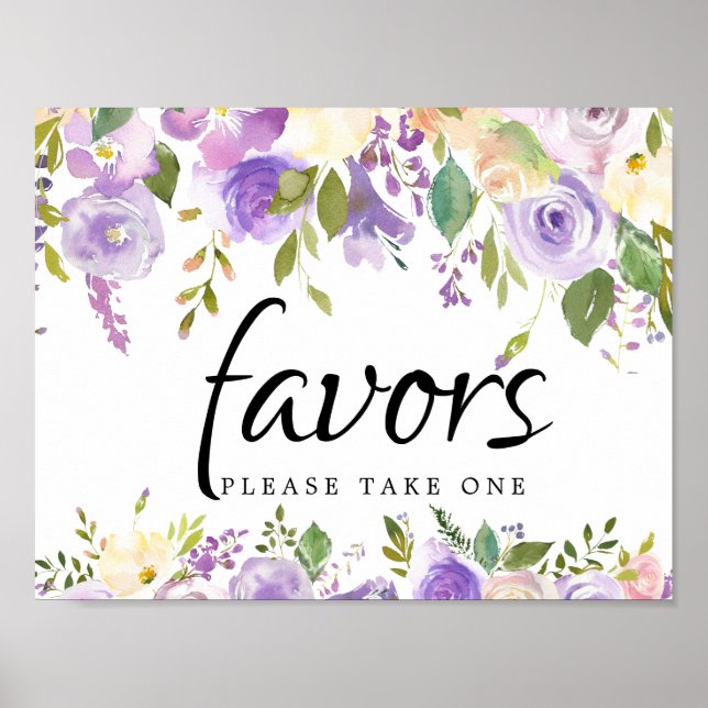 Poster Symbole floral violet et ivoire rustique (Devant)