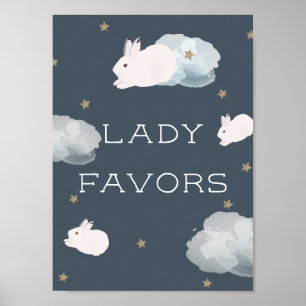 Poster Symbole Flying Bunny Baby shower Lady Favors