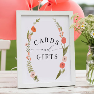 Poster Symbole Folk Rose Floral Wreath Cartes et Cadeaux