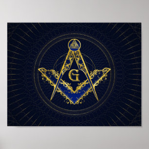 Poster Symbole franc-maçonnerie Carré et Compass