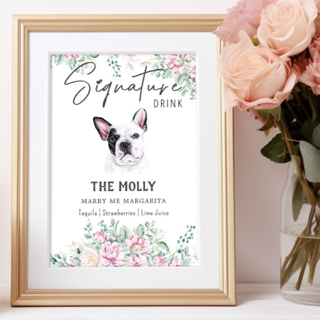 Poster Symbole français de chien de taureau Signature de  (Créateur téléchargé)