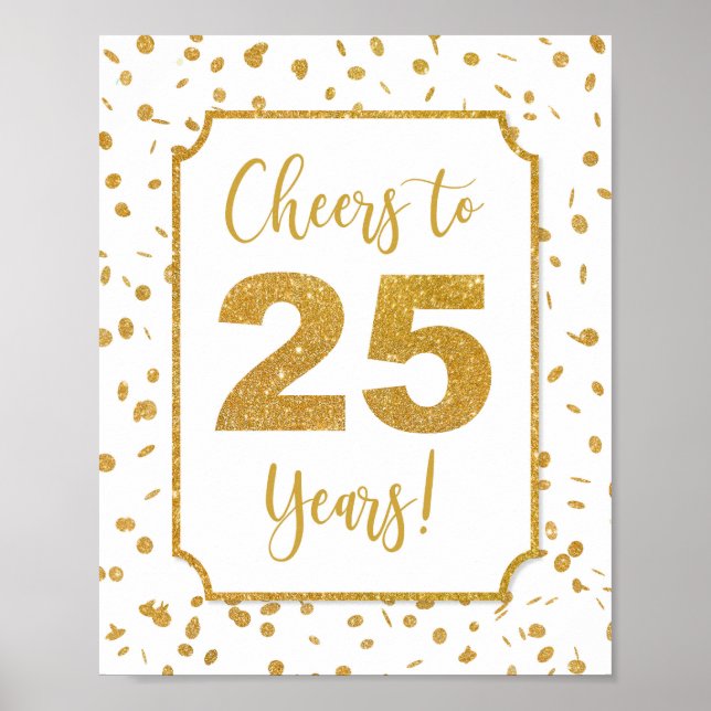 Poster Symbole Gold Confetti Party 25 ans (Devant)