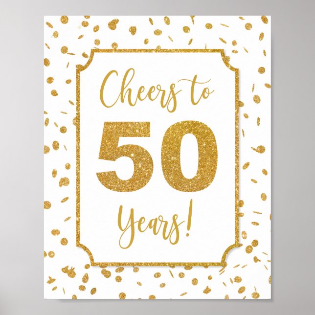 Poster Symbole Gold Confetti Party 50 ans (Devant)