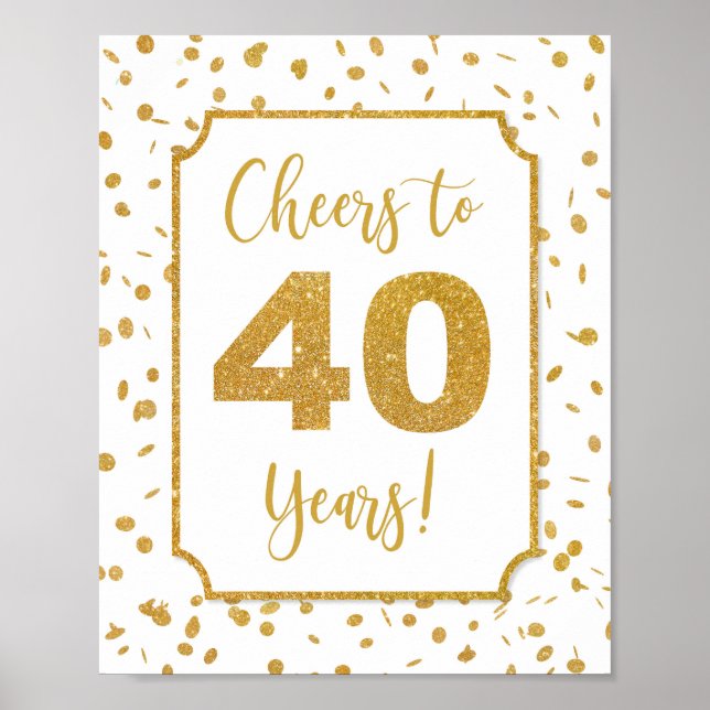Poster Symbole Gold Confetti Party de 40 ans (Devant)