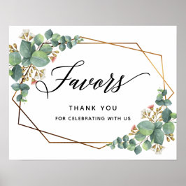 Poster Symbole Gold Frame Eucalyptus Mariage Faveur