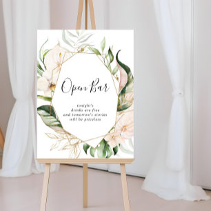 Poster Symbole Gold Tropical Folial Mariage Open Bar