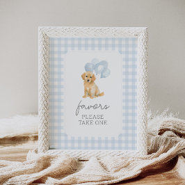 Poster Symbole Golden Retriever En vichy Baby shower Fave