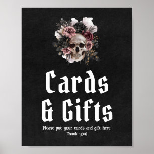 Poster Symbole gothique d'Halloween floral Cartes et cade