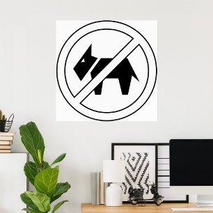 Poster Symbole gras noir et blanc « Chiens interdits »