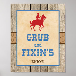Poster SYMBOLE Grub & Fixin's Cowboy Western Party