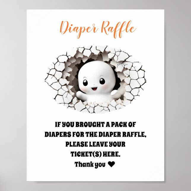 Poster SYMBOLE Halloween Baby shower Boo Déchets (Devant)